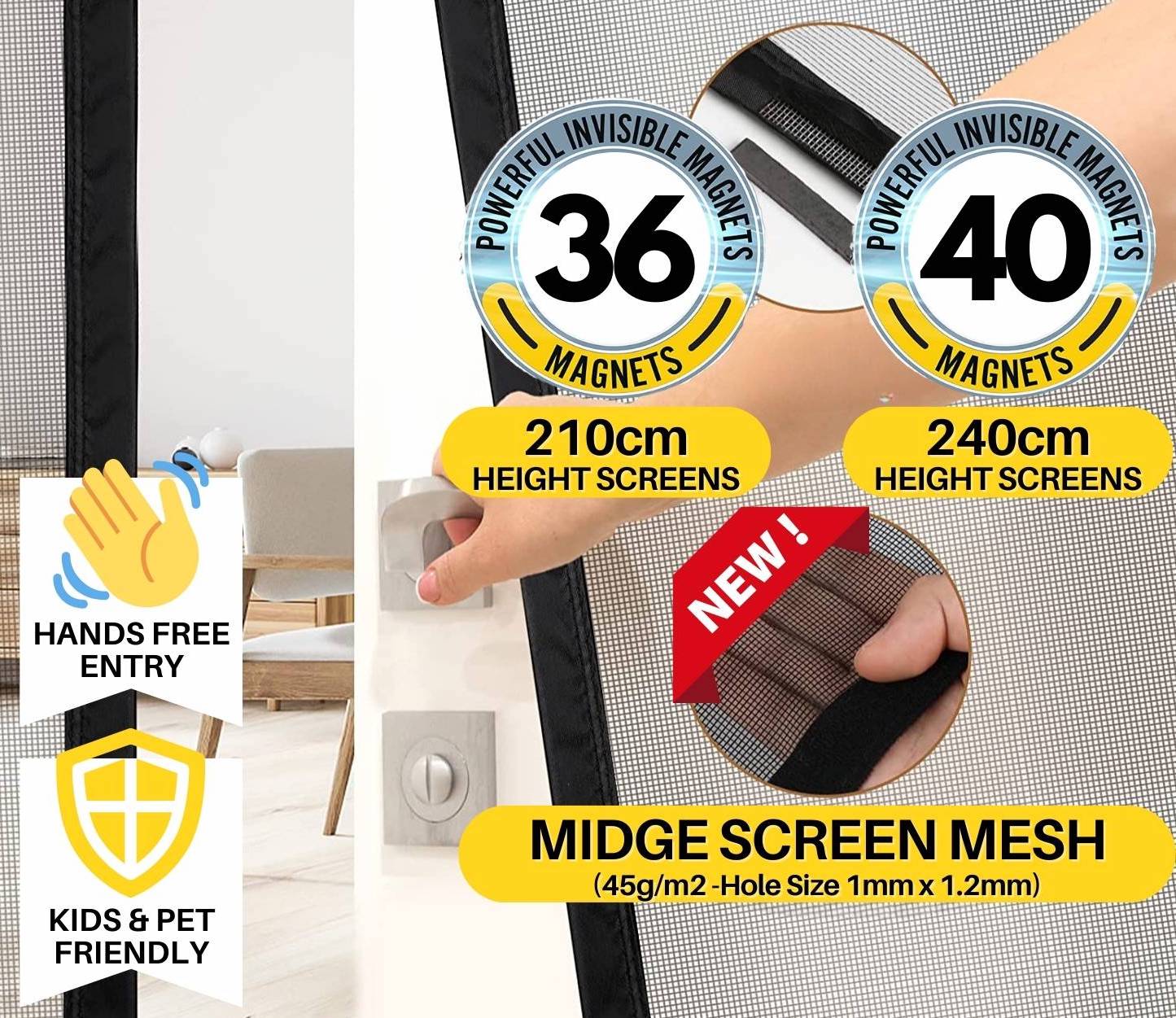 Magnetic Fly Screen Door 60cm (W) x 210cm (H), image 4