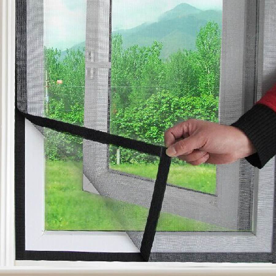 Adjustable Velcro Window Screen Standard Mesh (Grey), 1000mm x 1000mm / 39" x 39", image 2