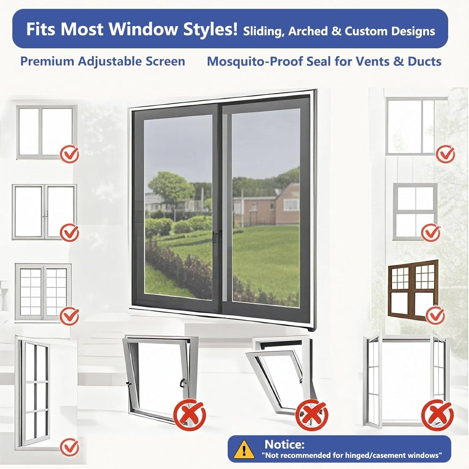 Adjustable Velcro Window Screen Standard Mesh (Grey), 1000mm x 1000mm / 39" x 39", image 6