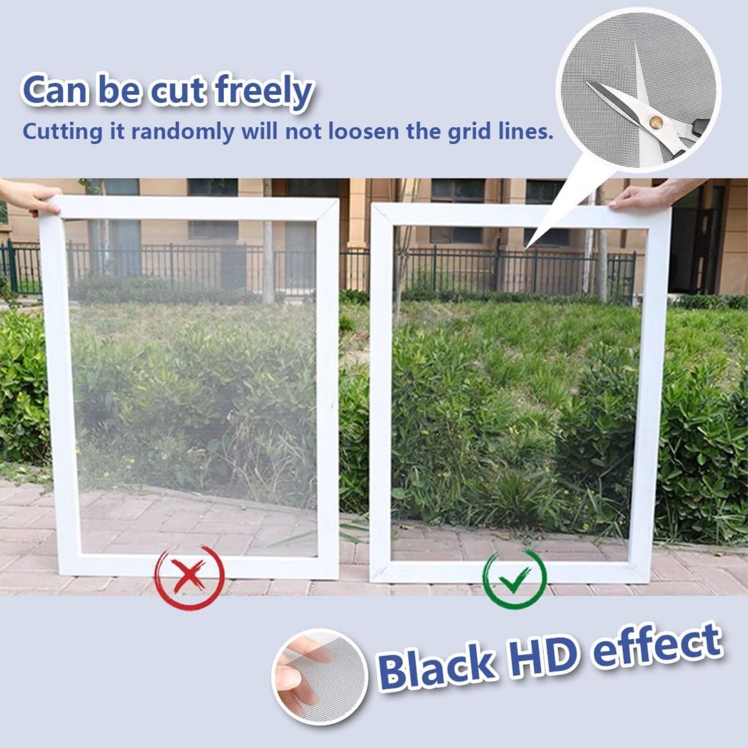 Adjustable Velcro Window Screen Standard Mesh (Grey), 1000mm x 1000mm / 39" x 39", image 7