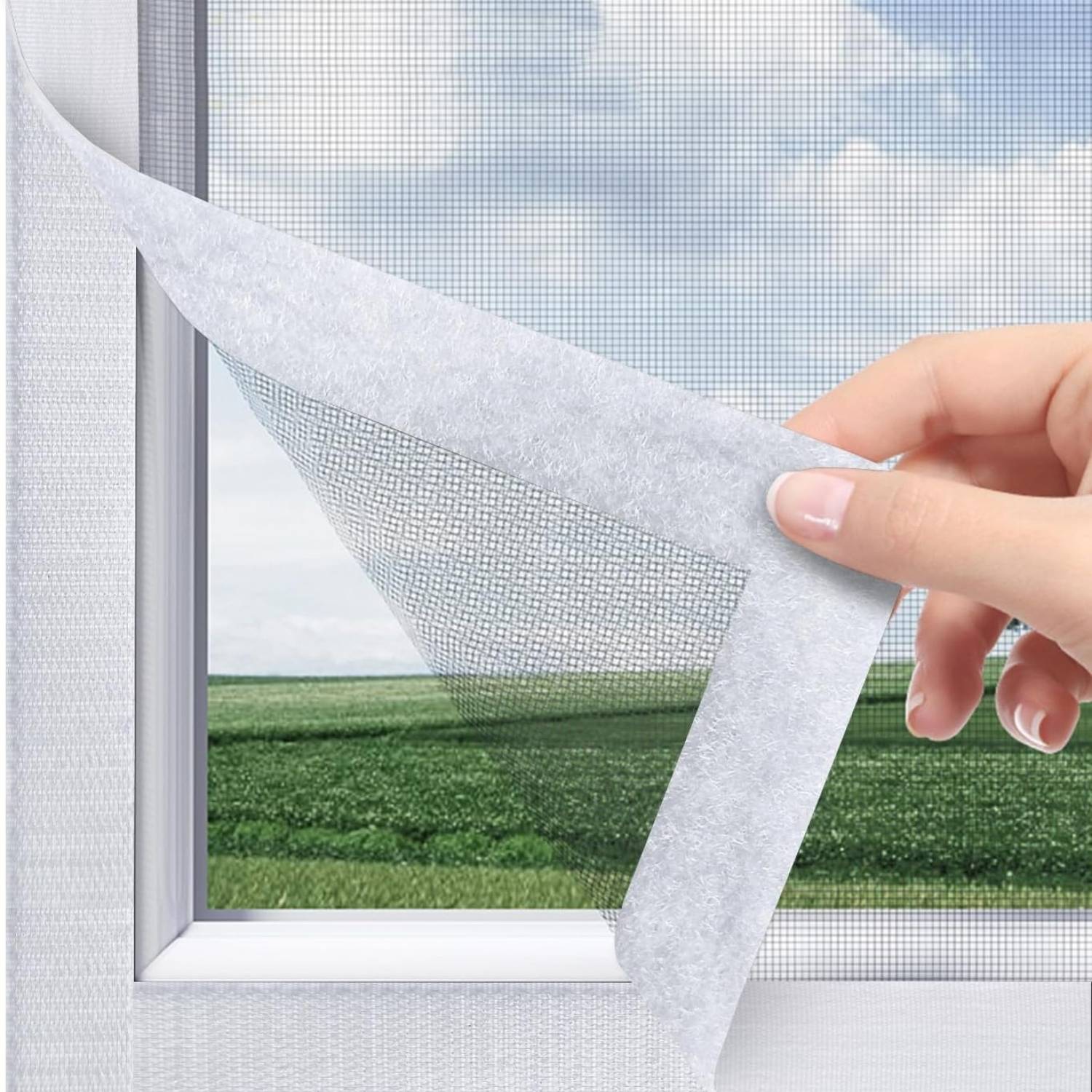 Adjustable Velcro Window Screen Standard Mesh (Grey), 1000mm x 1000mm / 39" x 39", image 11